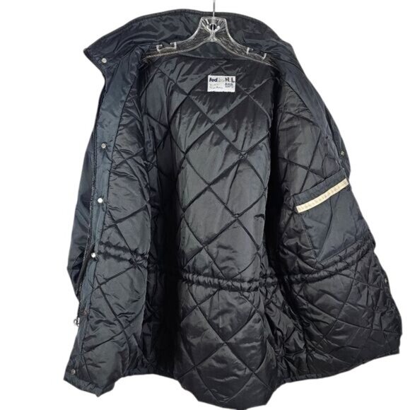 Vtg FedEx Reflective Heavy Hooded Coat Sz XXL Delivery Uniform Stan Herman - Picture 3 of 15